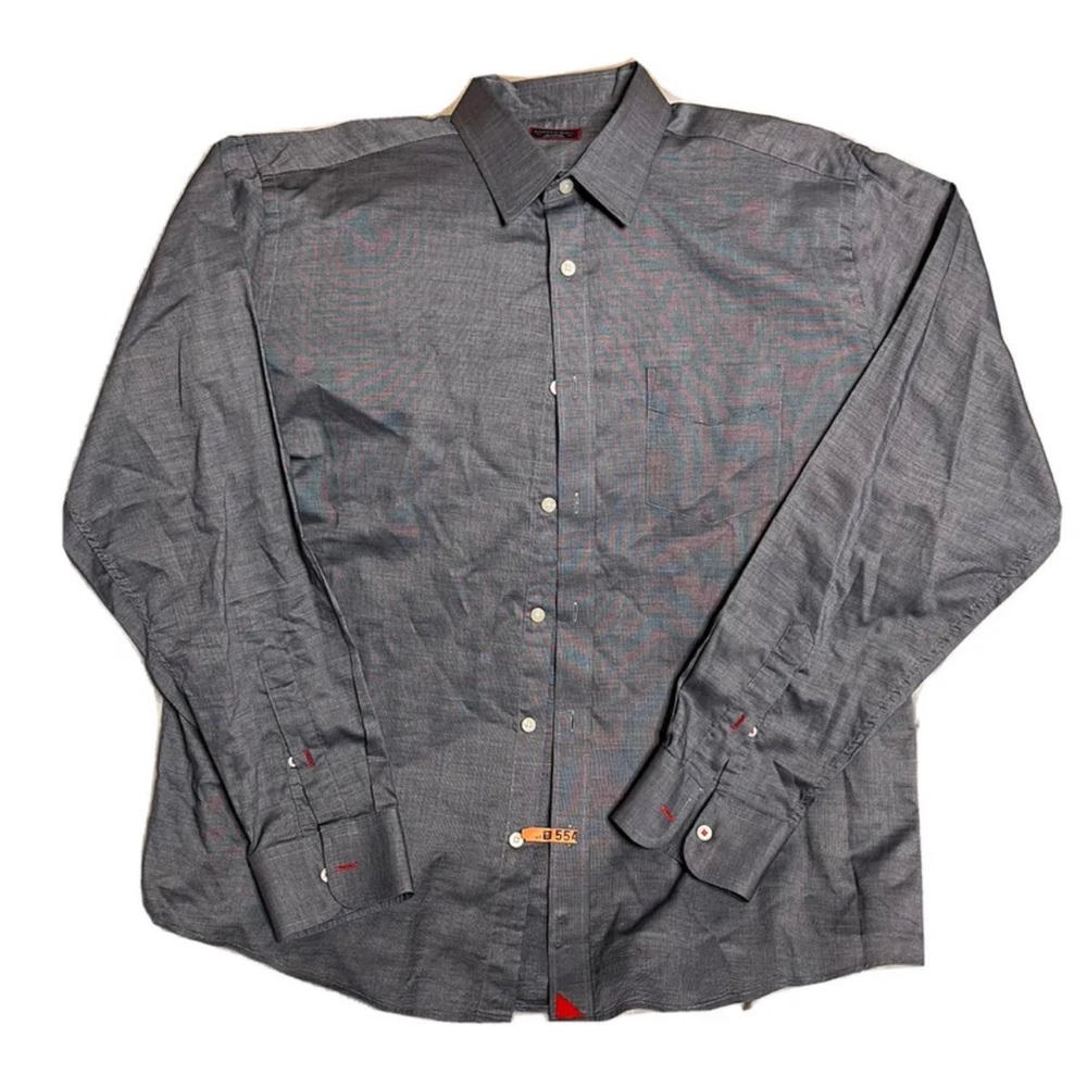 Untuckit Men XL Button Shirt Solid Gray Business Casual Cotton